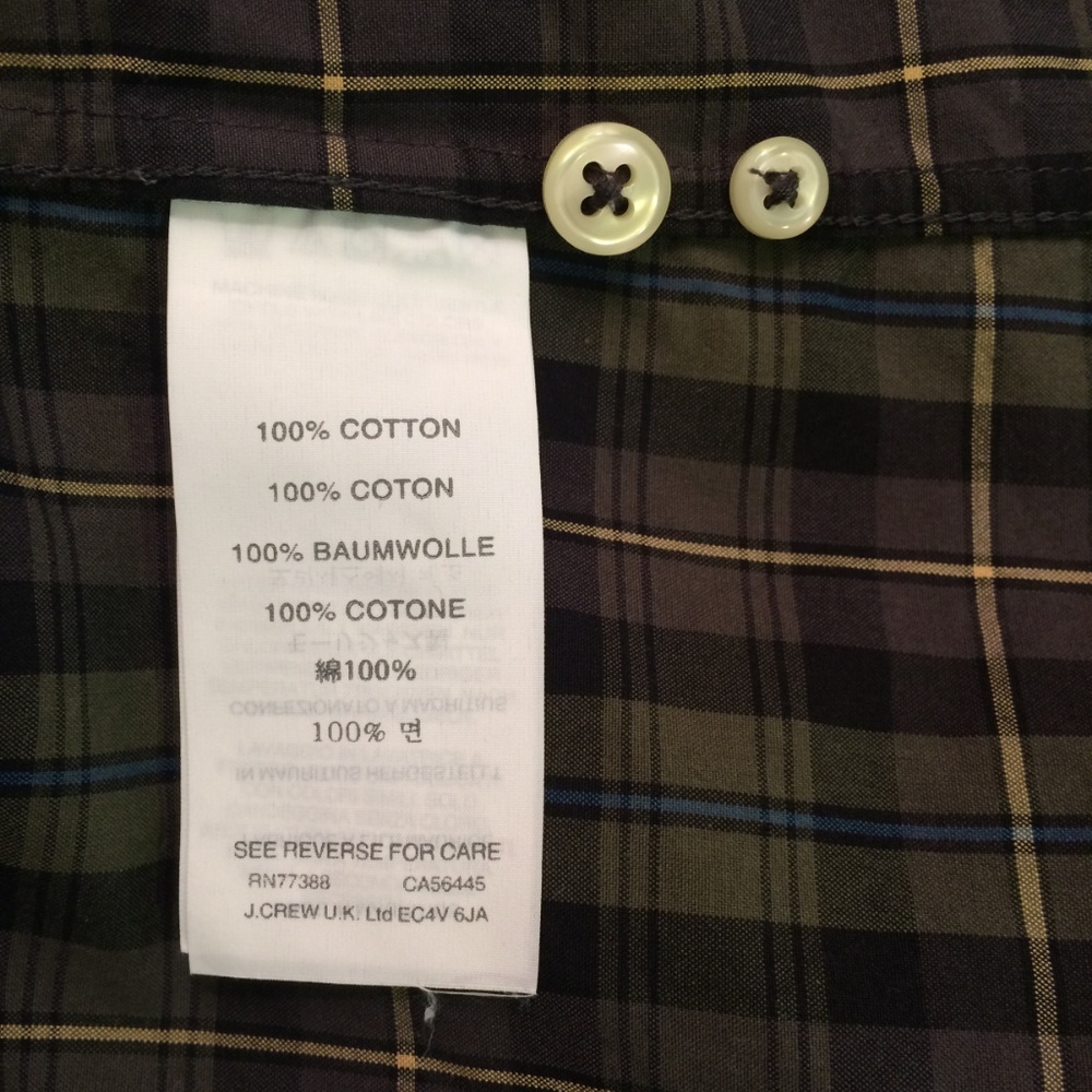 J. Crew Men's Secret Wash Shirt Green Plaid Sz M - Picture 6 of 8